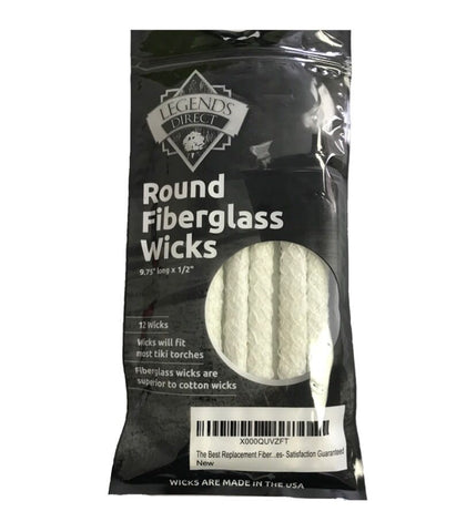 1/2 Inch Round Fiberglass Tiki Torch Wicks, 3-Pack