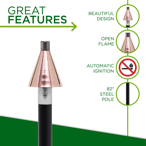 Big Kahuna Copper Cone Automated Permanent Gas Tiki Torch