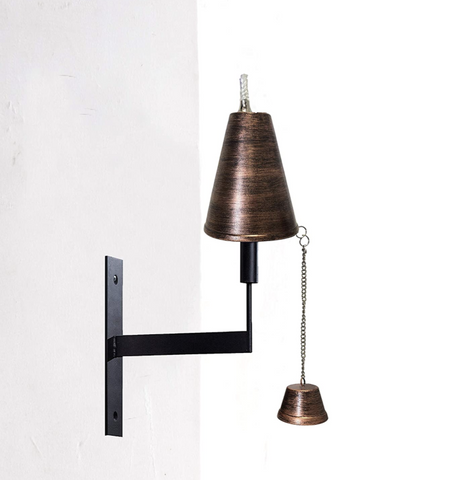LARGE HAWAIIAN CONE BRUSHED BRONZE UNIVERSAL WALL SCONCE TORCH