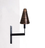 LARGE HAWAIIAN CONE BRUSHED BRONZE UNIVERSAL WALL SCONCE TORCH
