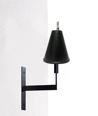 LARGE HAWAIIAN CONE HAMMERED BLACK UNIVERSAL WALL SCONCE TORCH